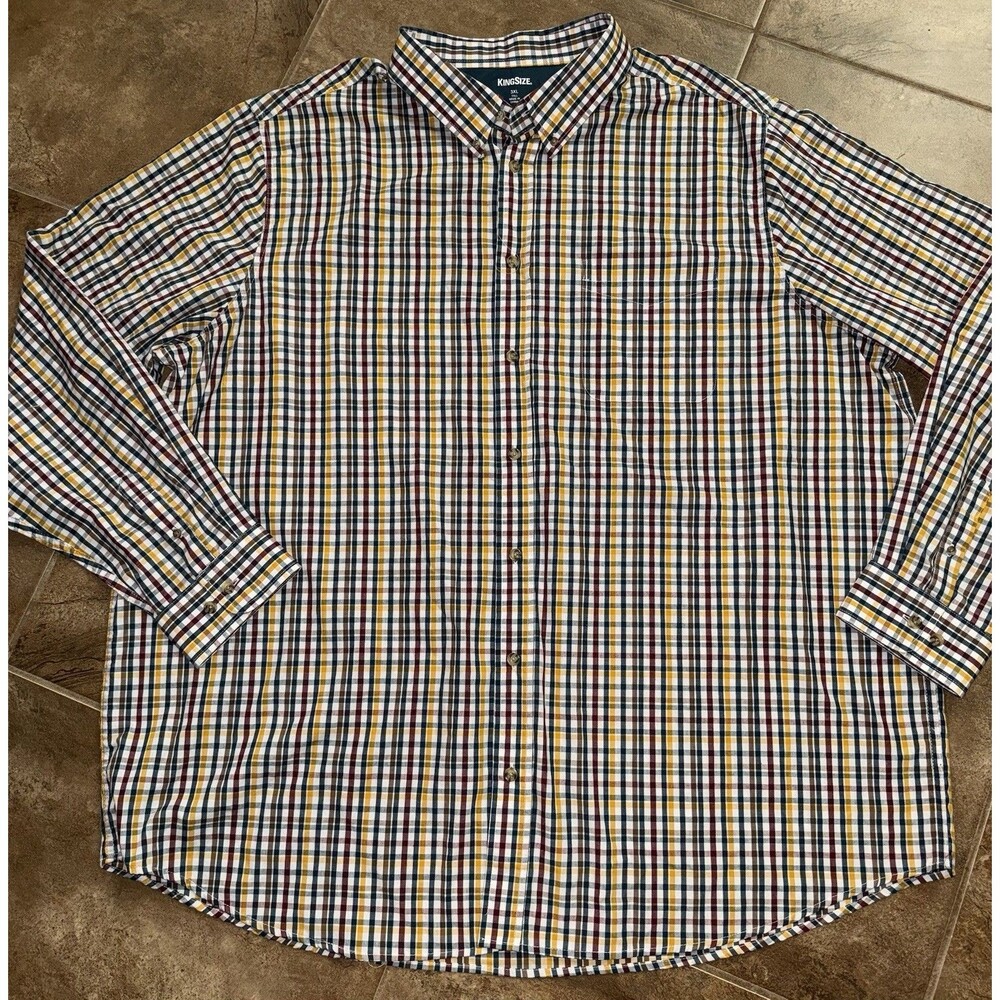 Mens 3XL Kings Size Brand Button Down Shirt Long Sleeve  Multi Color Plaid